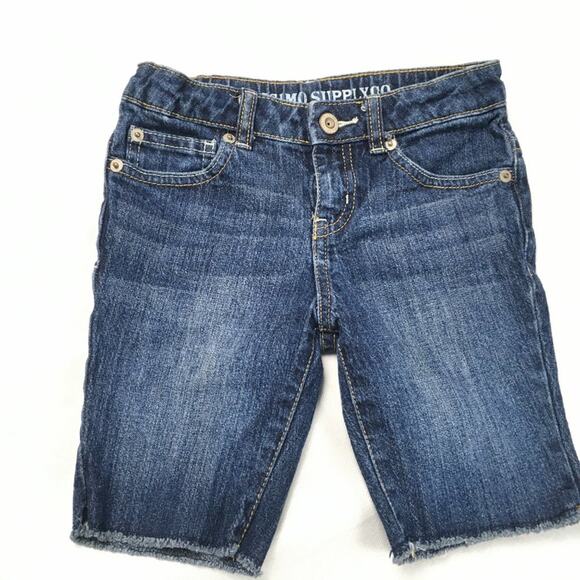 Mossimo Bermuda Short Raw Hem Denim Girls sz 4/5 Casual Bottoms Dark Wash Modest - Picture 9 of 9